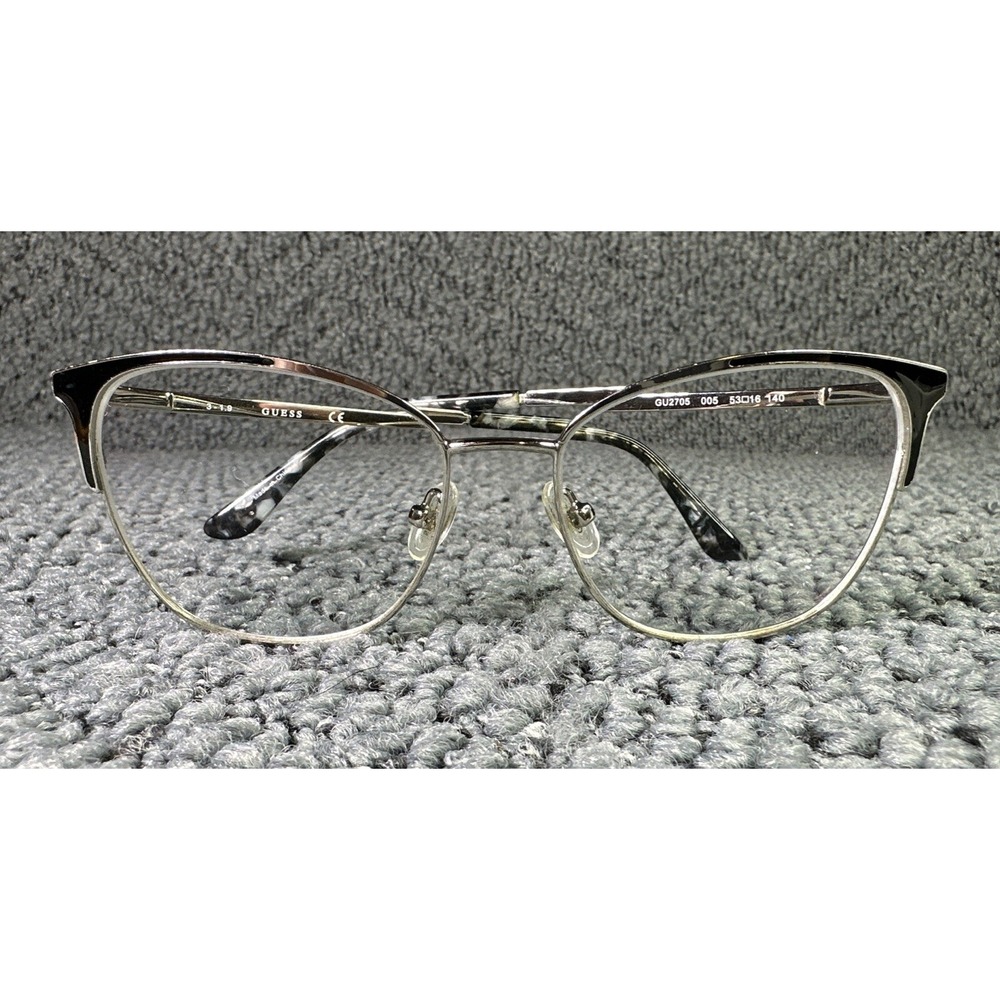 Guess Eyeglasses Frames GU2705 005 Black‎ Silver Cat Eye Full Rim 53-16-140